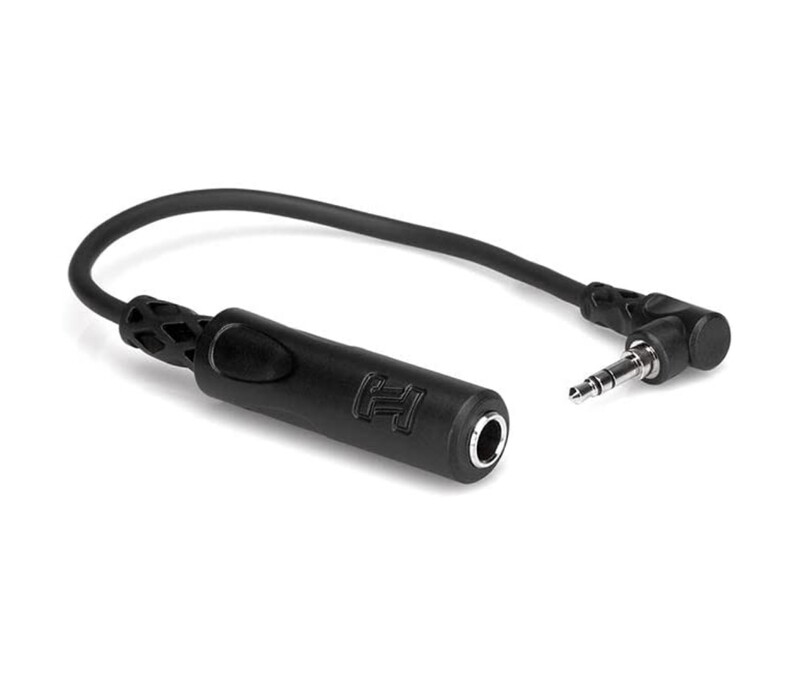 Hosa MHE-100.5 1/4&quot; TRS to Right Angle 3.5 mm TRS Headphone Adaptor Cable, 6 Inch