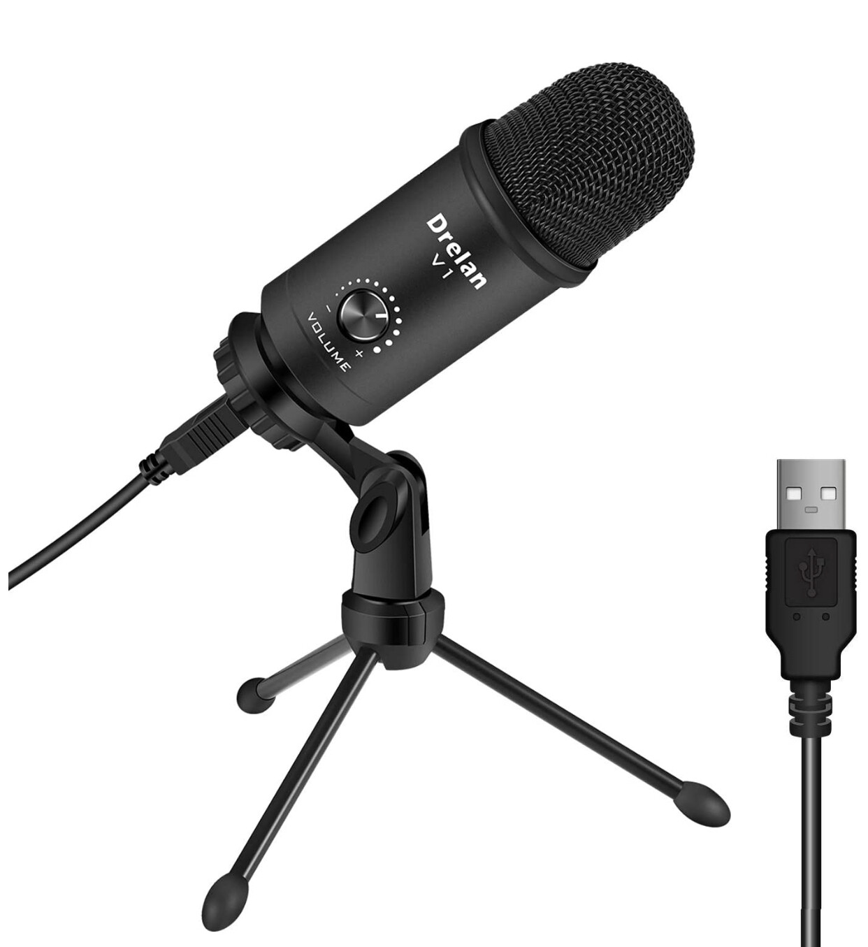 Drelan USB Microphone, Condenser desktop Computer Mic 192KHZ/24BIT Plug &amp; Play