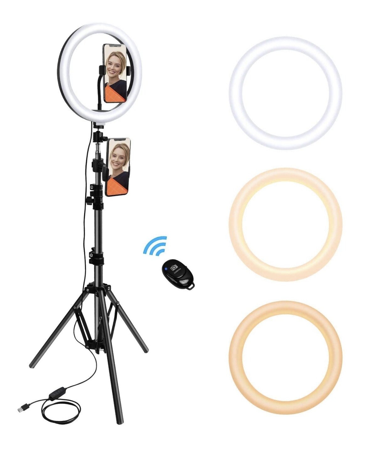 MAYYO 10“ Ring Light w/Extendable Tripod Stand 15.7&quot;-50&quot; Remote Shutter&amp; 2 Phone Holders