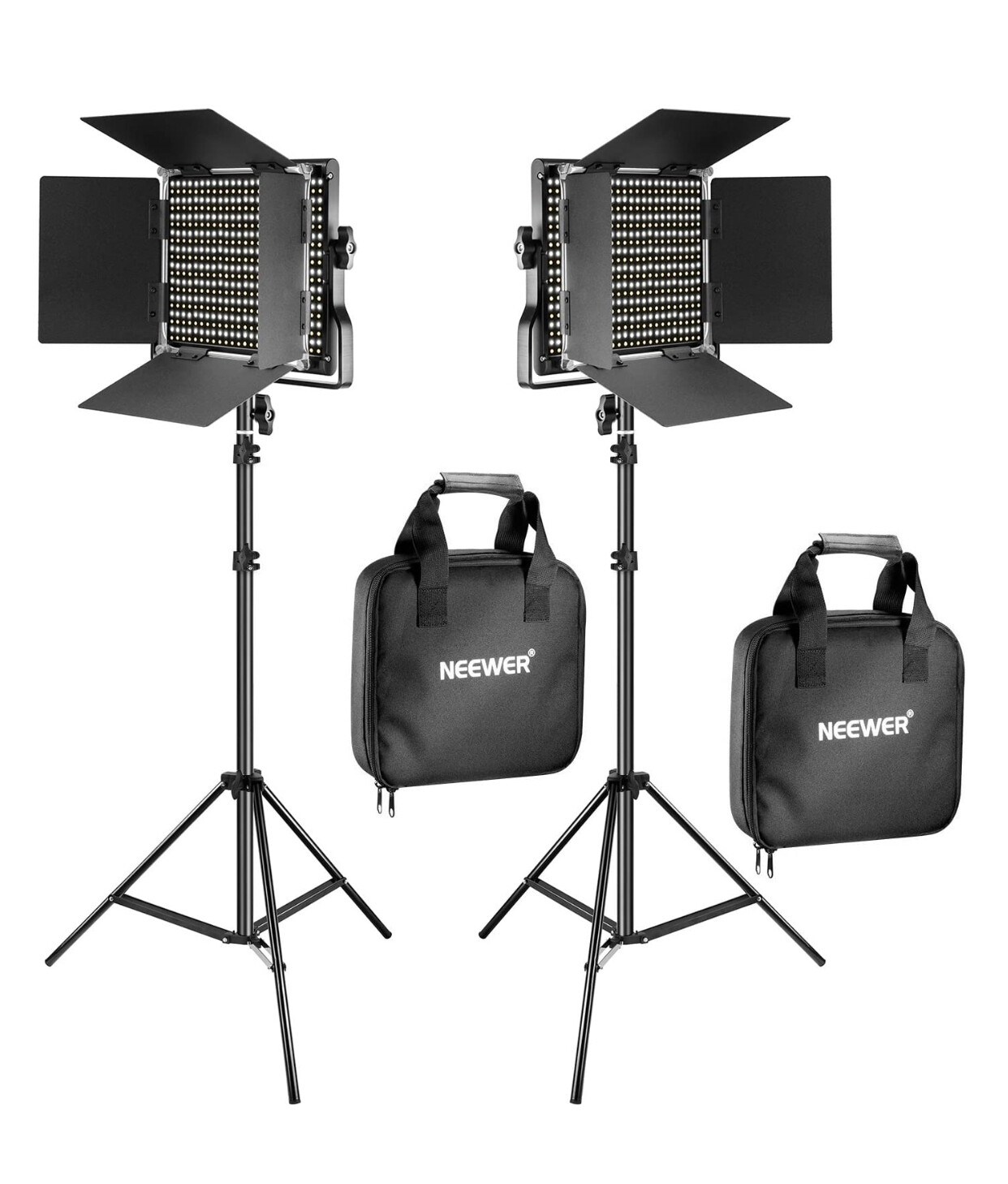 Neewer 2 Pieces Bi-color 660 LED Video Light and Stand Kit