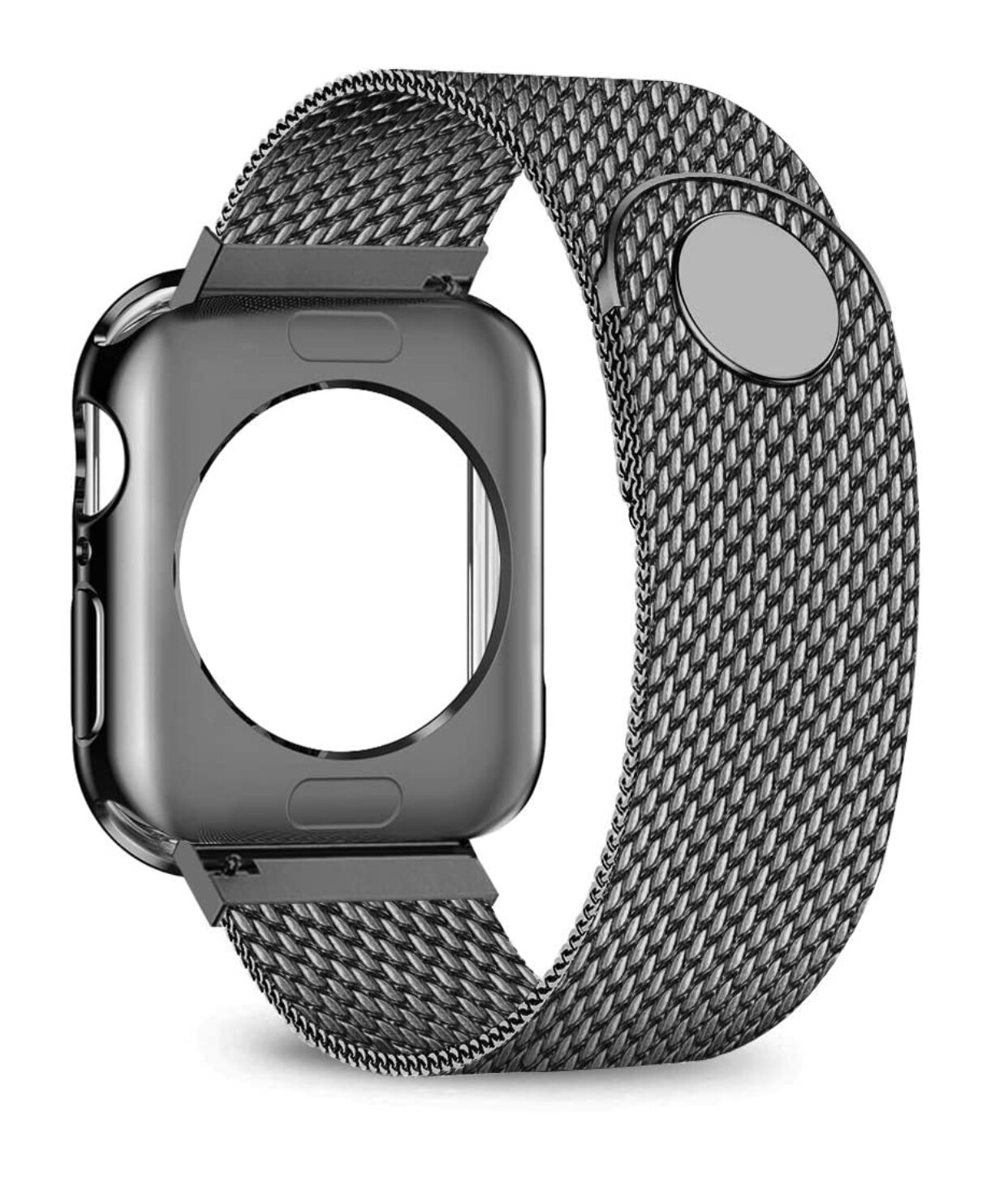 Band + Case for Apple Watch 44mm Soft TPU Frame Case Cover Bumper, Silver