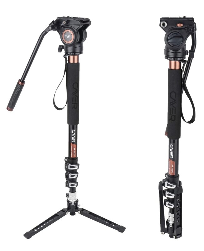 Cayer AF34 Professional Video Monopod Kit 71 inch Aluminum Monopod with Pan Tilt Fluid Head