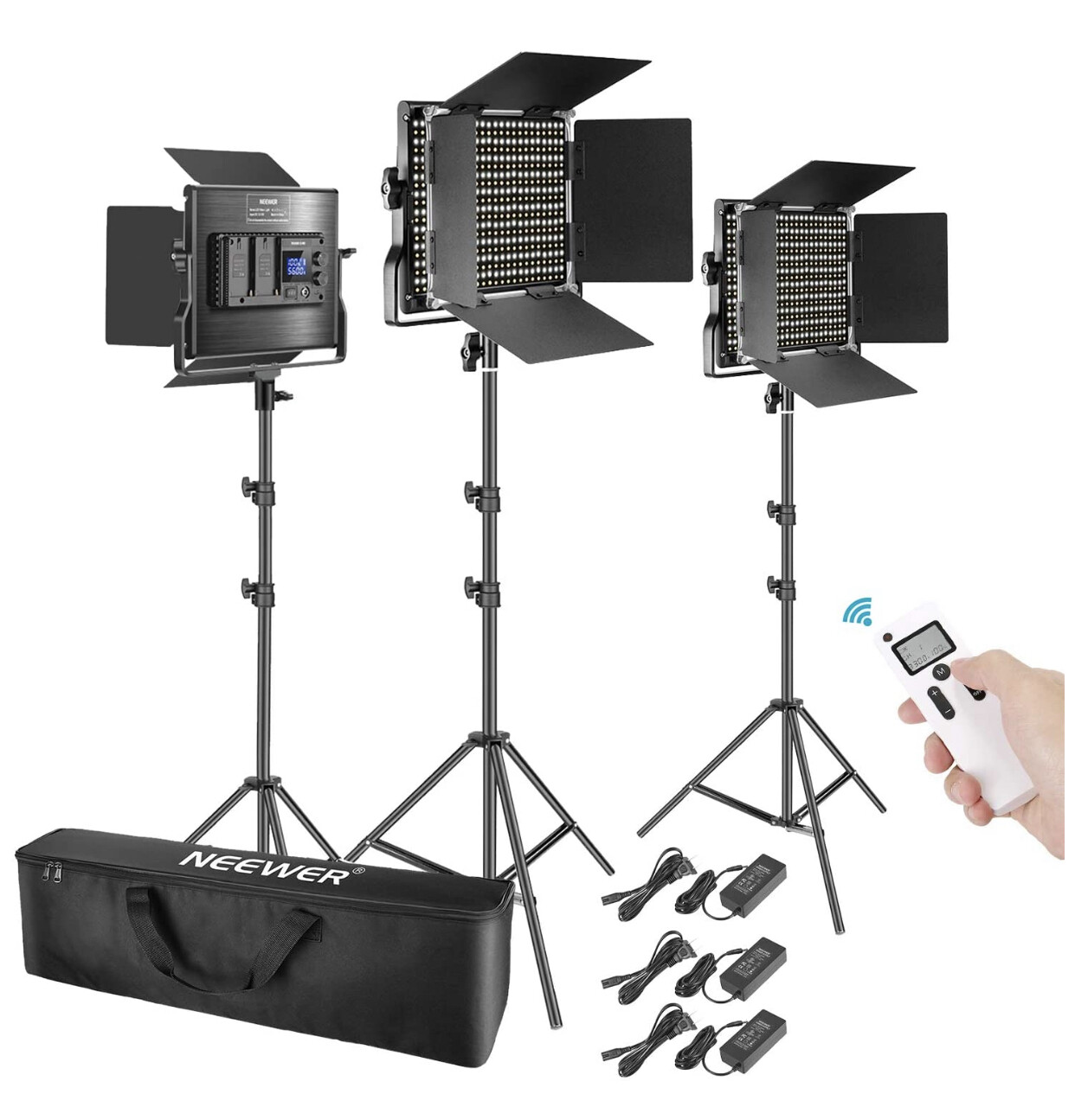 Neewer 3 Packs Advanced 2.4G 660 LED Video Light Photography Lighting Kit