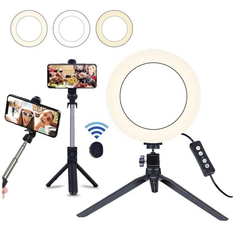 8&quot; Selfie Ring Light with Selfie Stick Tripod and Remote Control