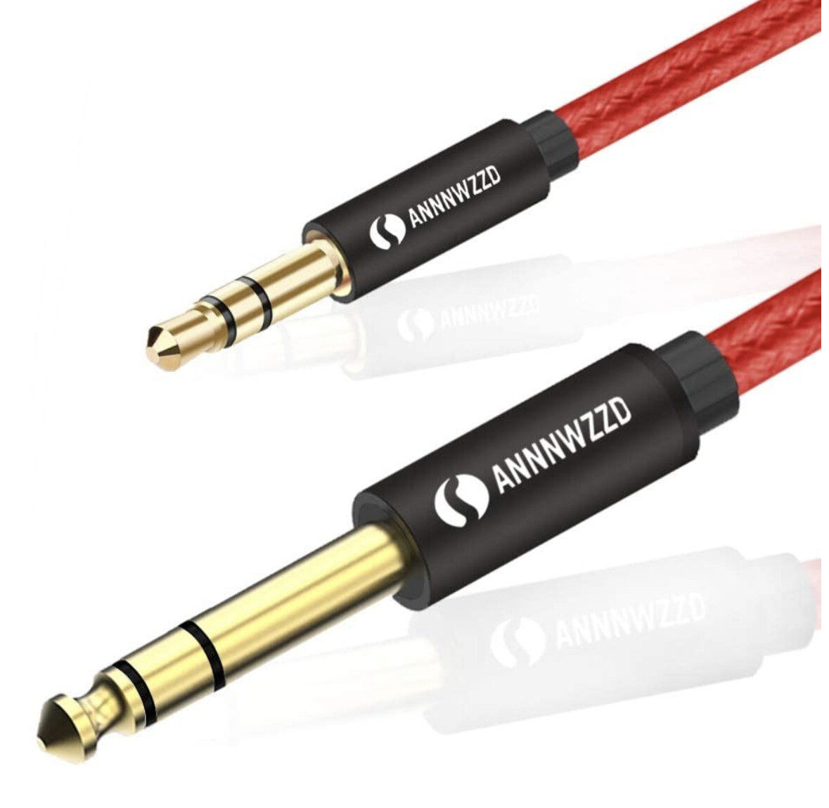 LinkinPerk 3.5mm to 6.35mm TRS Stereo Audio Cable，6.35 1/4&quot; Male to 3.5 1/8&quot; Male, 2m