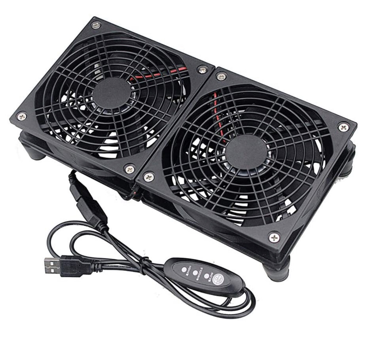 GDSTIME Dual 120mm 5V USB Fans, 102CFM Big Airflow Fan Cooling
