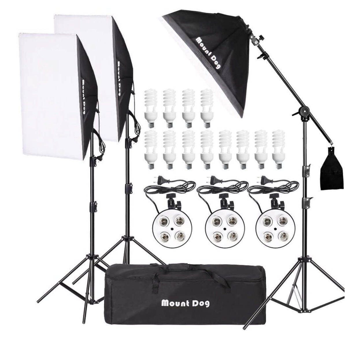 MOUNTDOG 2400W Softbox Photography Lighting Kit 20&quot;x 28&quot; Professional Continuous Lighting