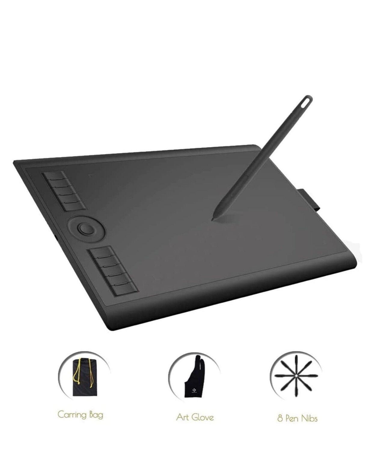 GAOMON M10K2018 Graphic Drawing Pen Tablet with 8 Nibs 1 Glove and 8192 Battery-Free Stylus -10 x 6.25 Inches