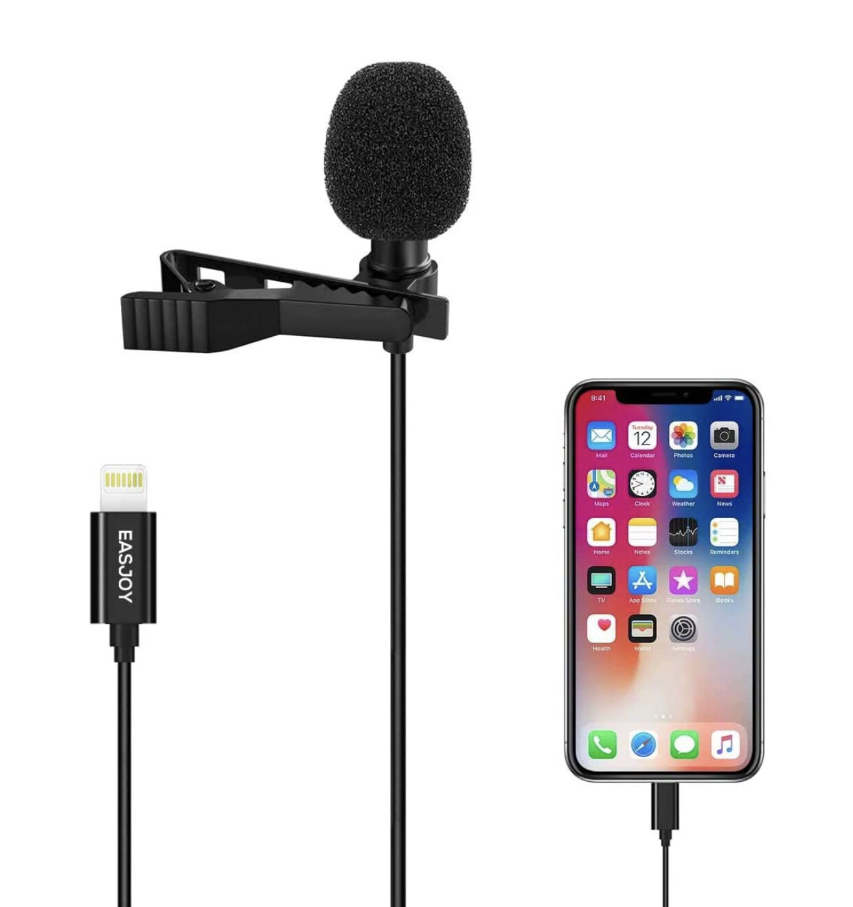 Professional Grade Lavalier Lapel Omnidirectional Condenser Microphone lightning iPhone (1.5 metros)