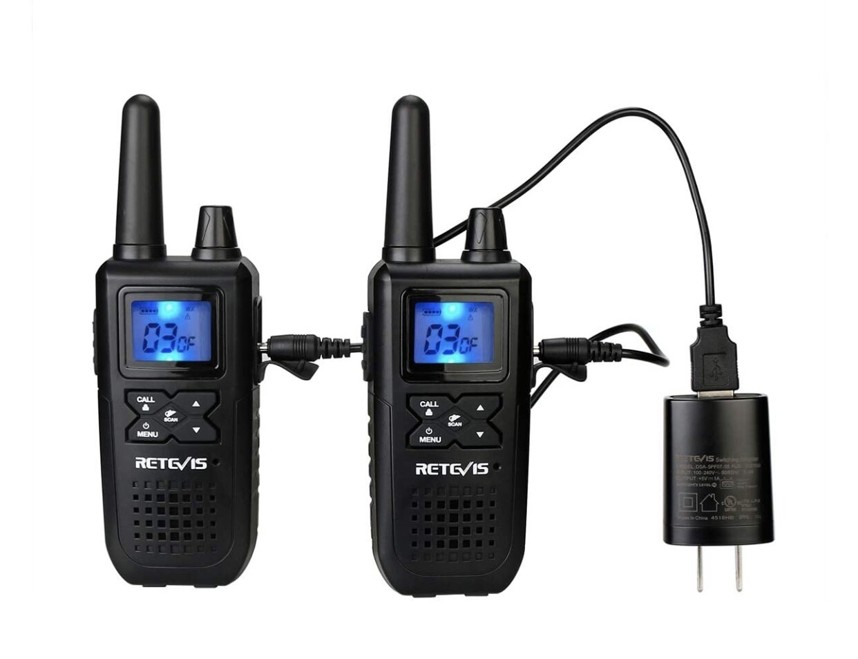 Retevis RT41 2 Way Radios Long Range, Rechargeable,FRS NOAA Alert Call Tone VOX with Earpiece (2 pack)