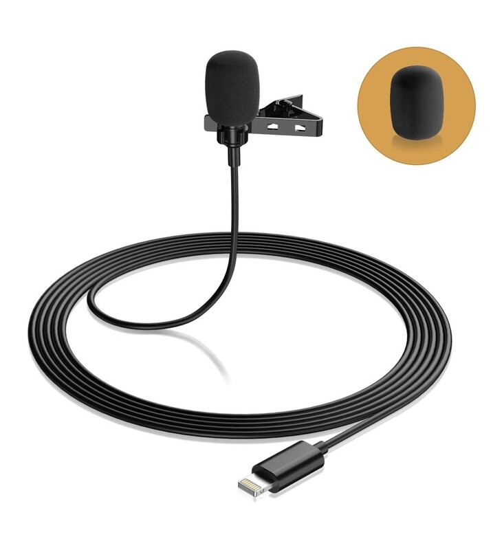 Eafing Lightning Lavalier Lapel Microphone for iPhone, Clip On Microphone, 79 inches