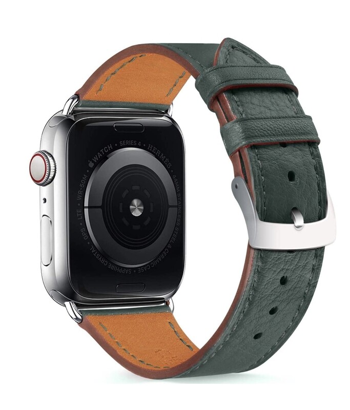 Pierre Case Durable Genuine Leather Strap for Apple Watch 38/40mm, Adjustable Stainless Metal Clasp