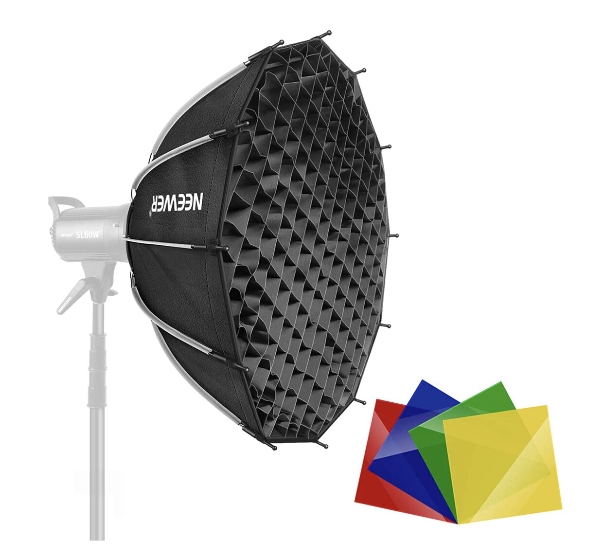 Neewer 33.4&quot;/85cm Dodecagon Softbox with 4 Color Filters, Bowens Mount, Removable Diffusers &amp; Grid