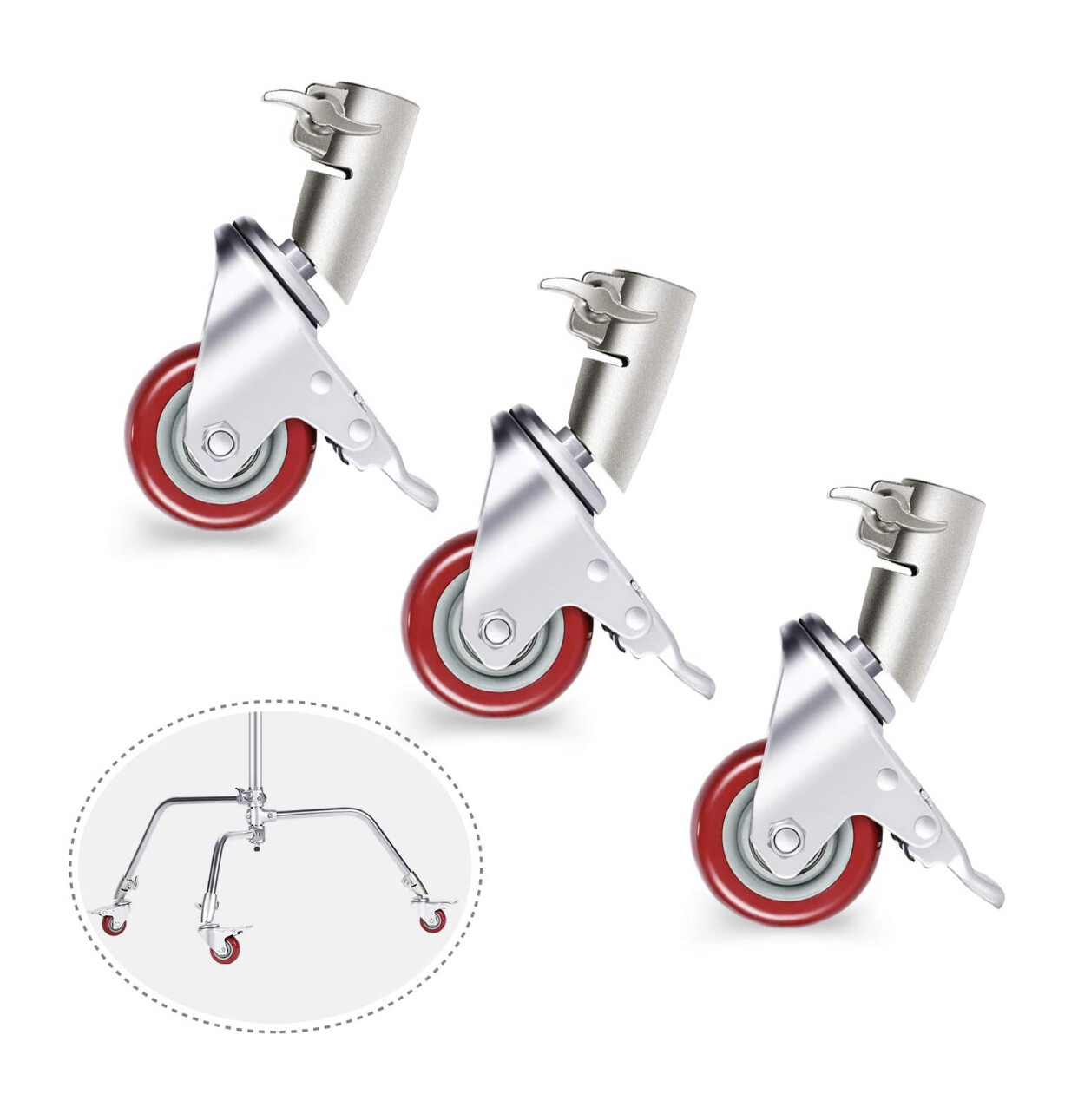 Neewer 3 Packs Professional Swivel Caster Wheels Set with 75mm Diameter