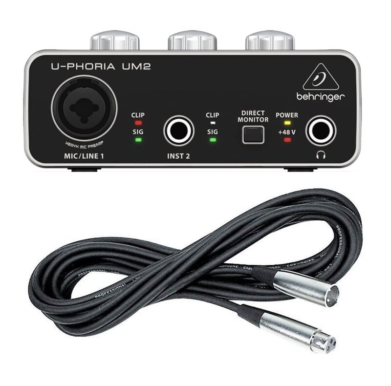 Behringer UM2 plus XLR Mic Cable U-PHORIA Audio Interface XENYX Mic Preamp