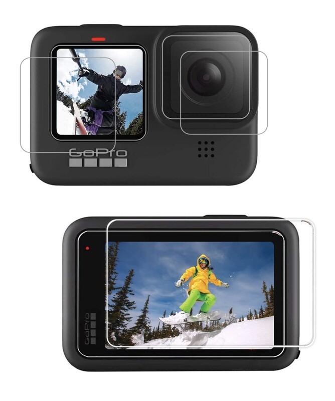 Screen Protector for GoPro Hero 9 Black, Ultra Clear Tempered Glass Screen Protector 3 in 1