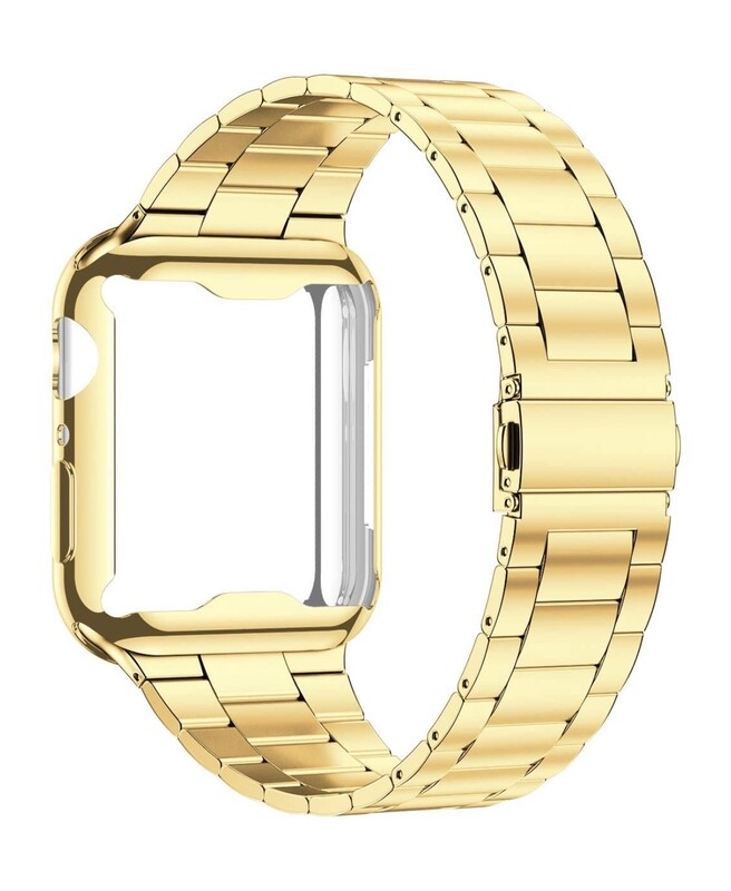 Gold Stainless Steel Band with Screen Protector Cover for Applewatch 40mm