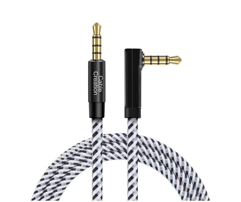 TRRS 3.5mm Audio Cable, 90 Degree Right Angle Auxiliary Stereo Aux Cable, 90 centímetros de largo