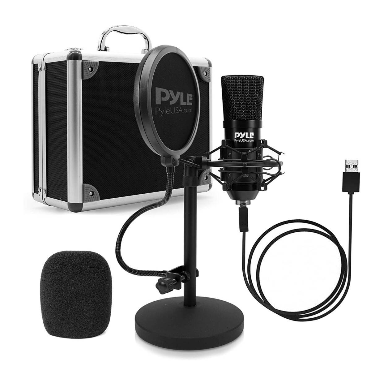Pyle USB Microphone Kit - Audio Cardioid Condenser Mic w/ Desktop Stand and Pop Filter