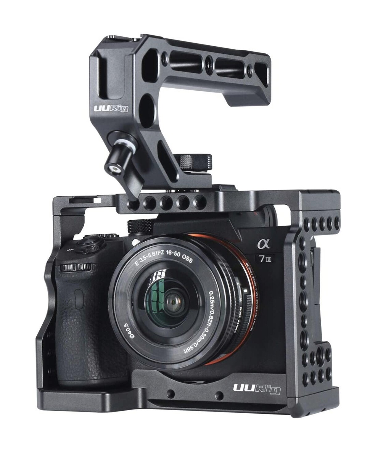 Camera Cage for Sony A7III/A7RIII/M3 Standard Arca-Style Quick Release Plate + Top Handle Grip