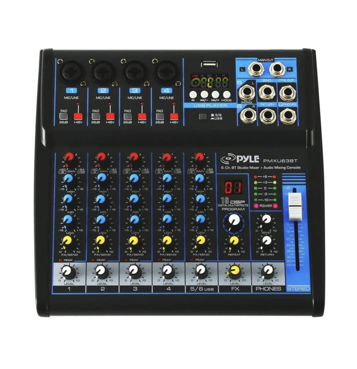 Pyle Professional Audio Mixer Sound Board Console - Desk System Interface with 6 Channel