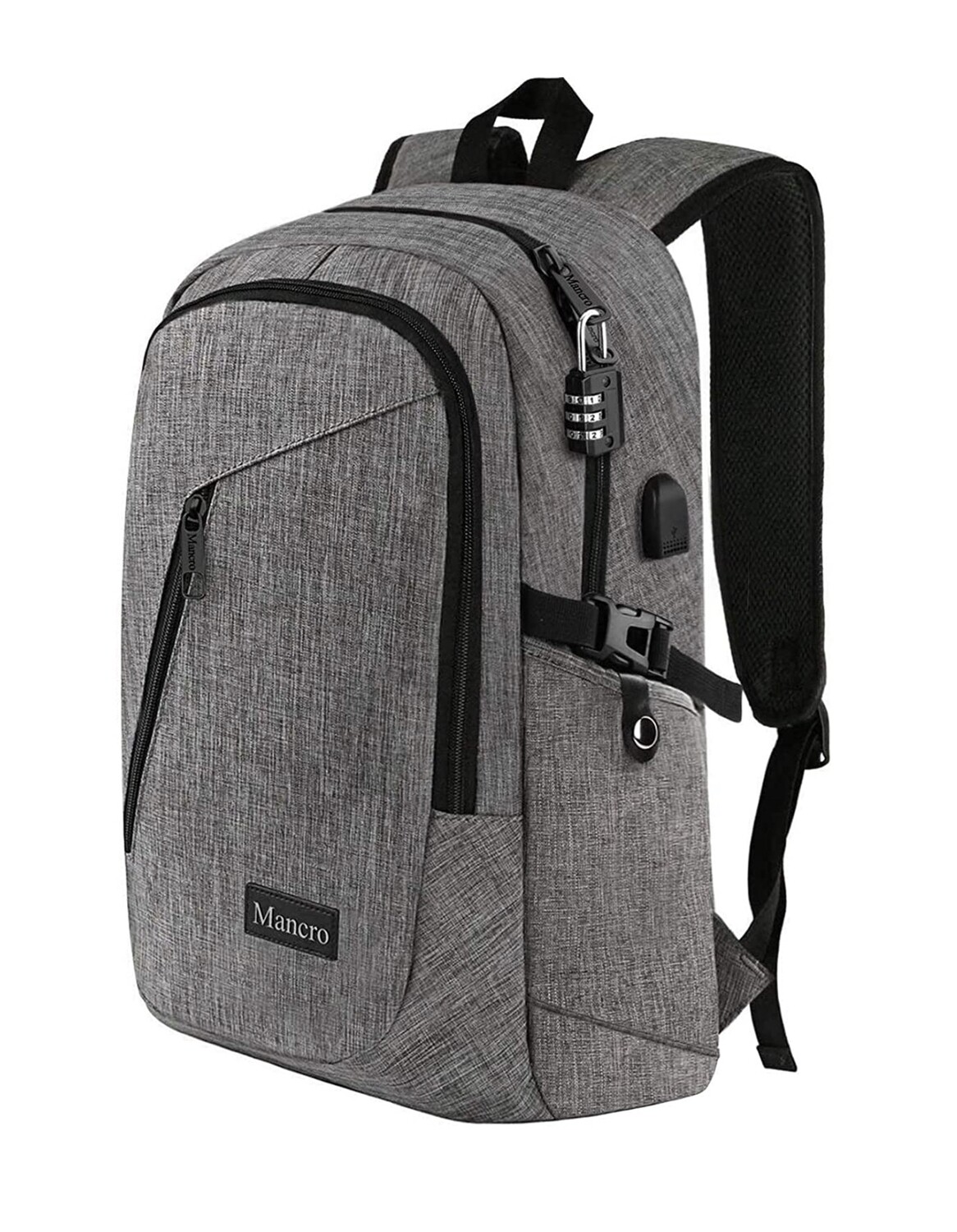 Mancro Travel Computer Bag for 15.6 Inch Laptops,Grey