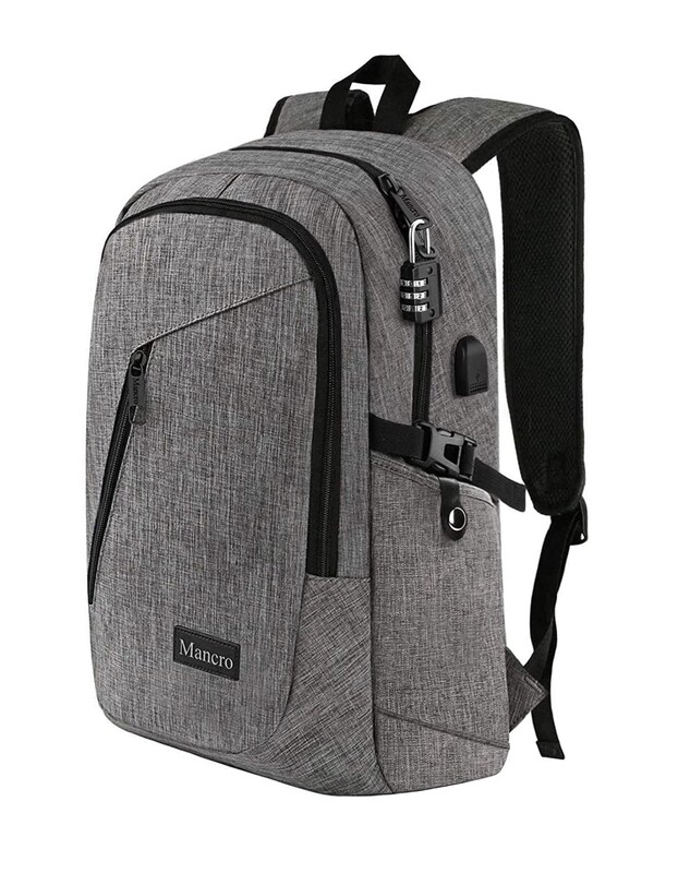 Mancro Travel Computer Bag for 15.6 Inch Laptops,Grey