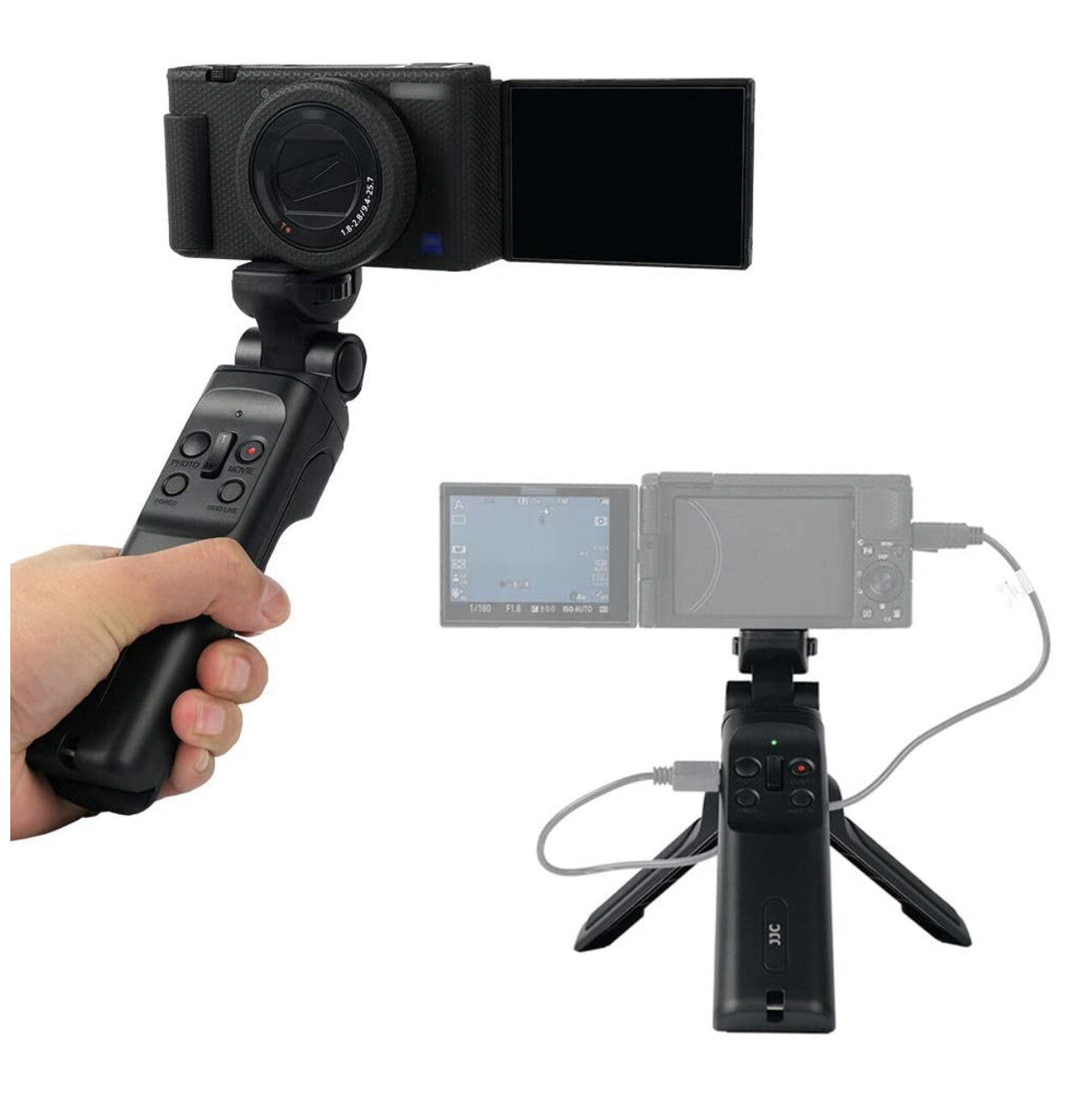 ​JJC Wired Remote Shooting Grip Mini Tripod for Small Cameras