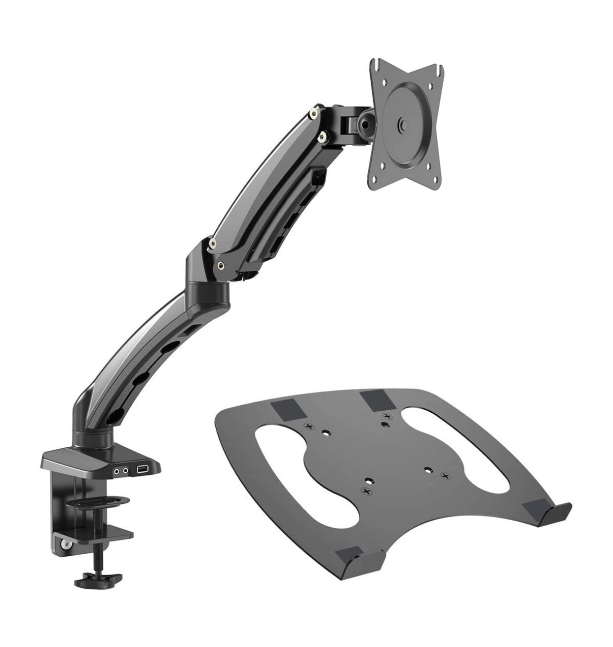 Gibbon Mounts Laptop Desk Monitor Arm Desk Mount with Full Motion Gas Spring Riser VESA