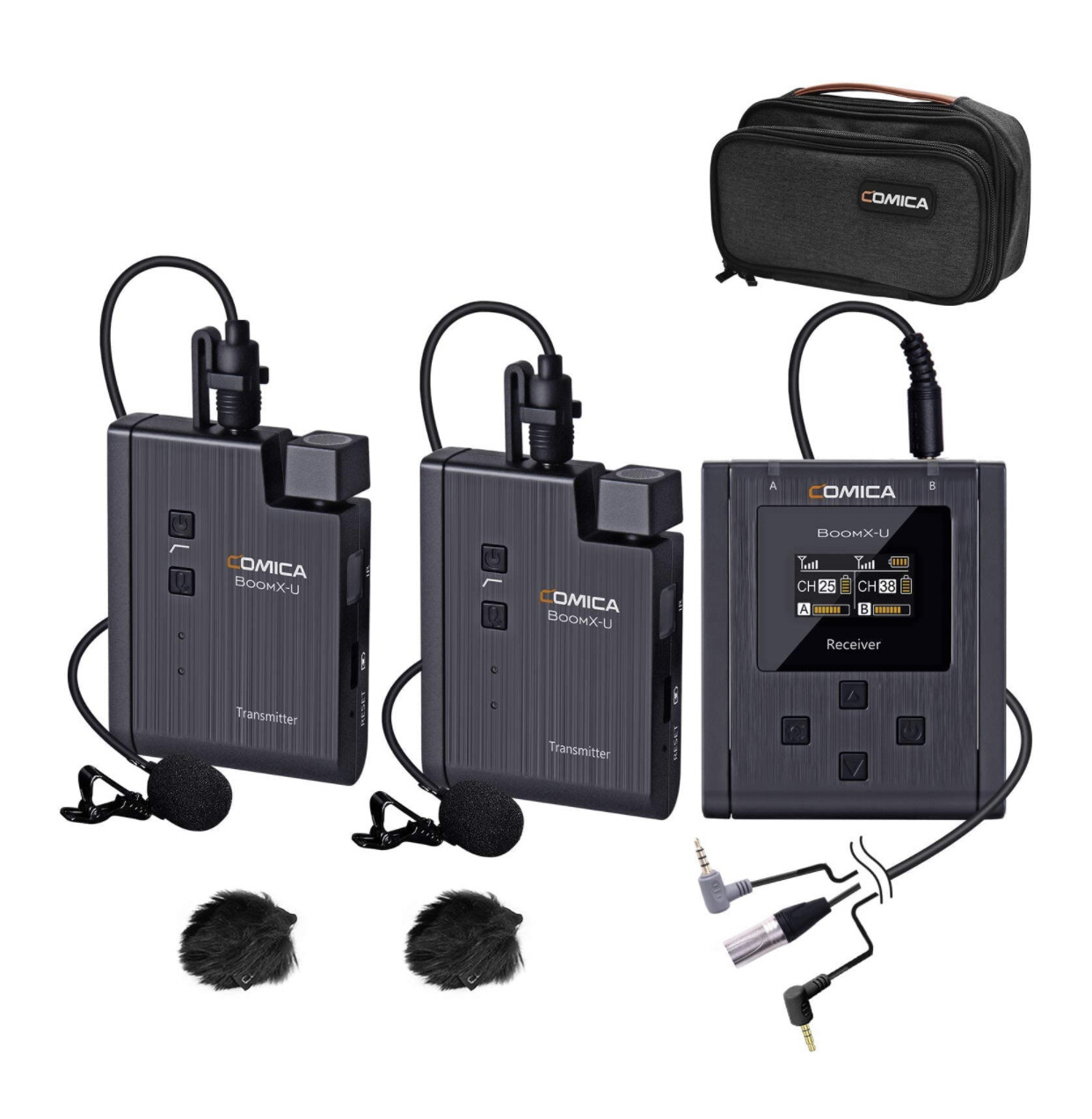 COMICA BoomX-U2 48-Channels UHF Wireless Lapel Clip-on Microphone Kit