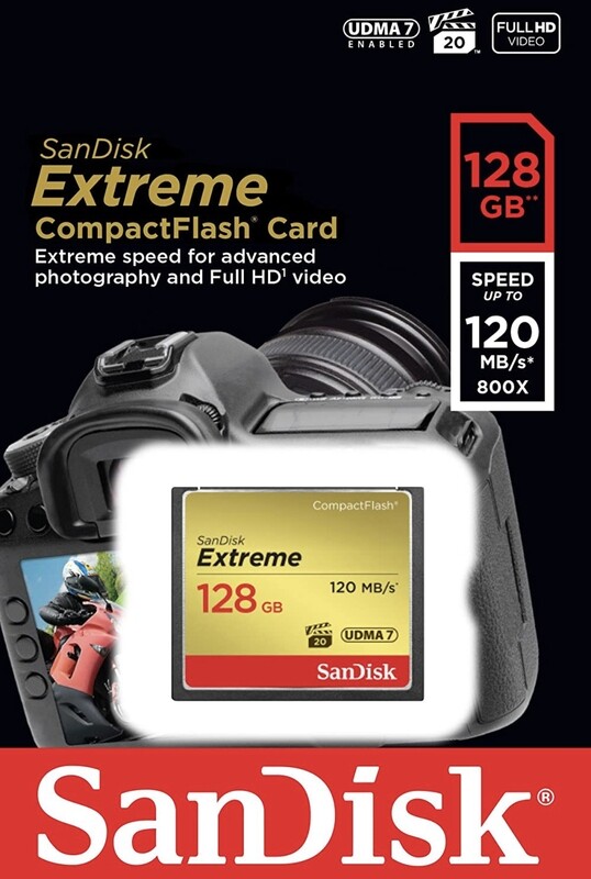 SanDisk Extreme 128GB CompactFlash Memory Card UDMA 7 Speed Up To 120MB/s