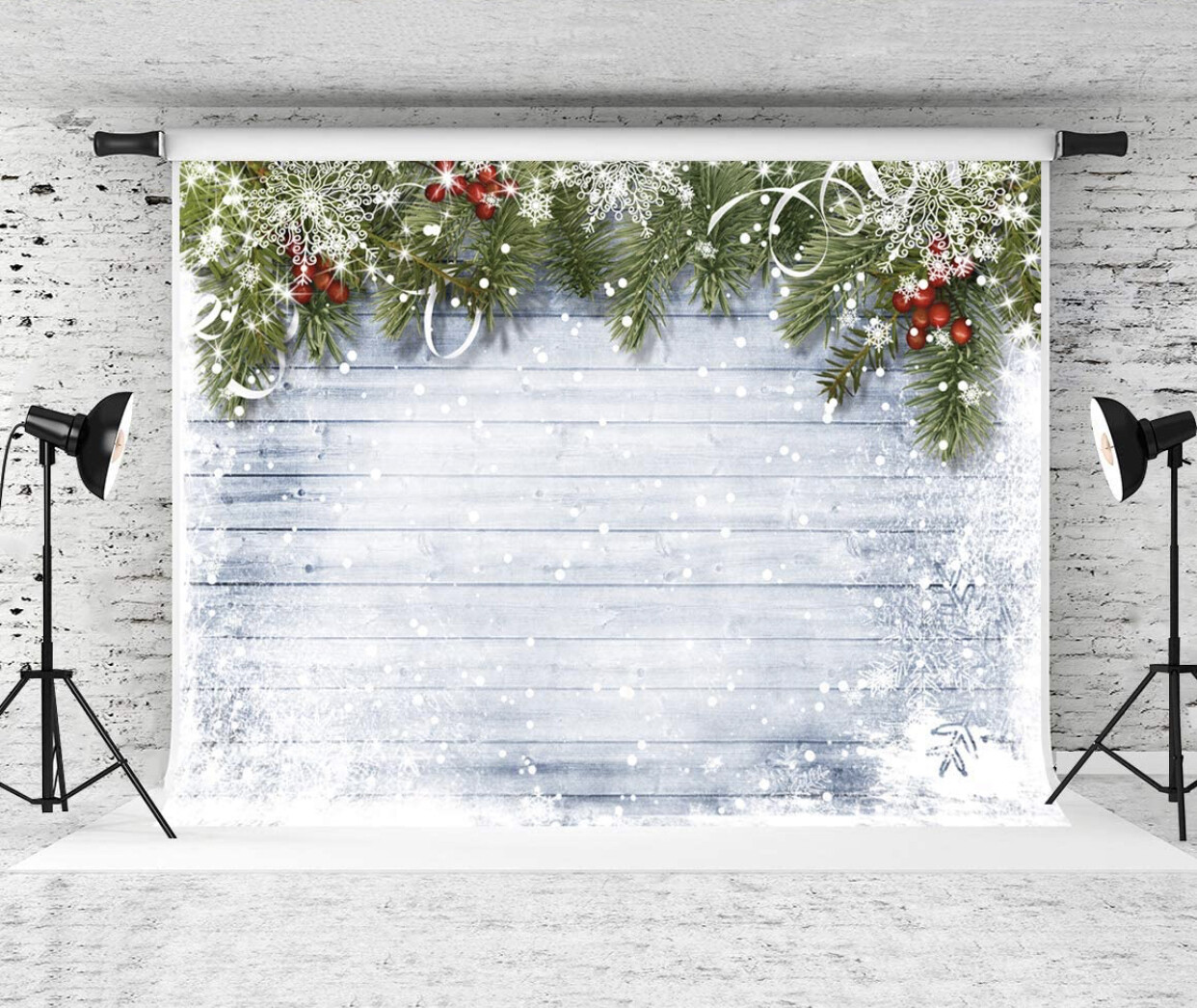 Kate Christmas Backdrop Winter Snow Christmas Wood Photo Background, Disponible 2.2x1.5m y 3x2m