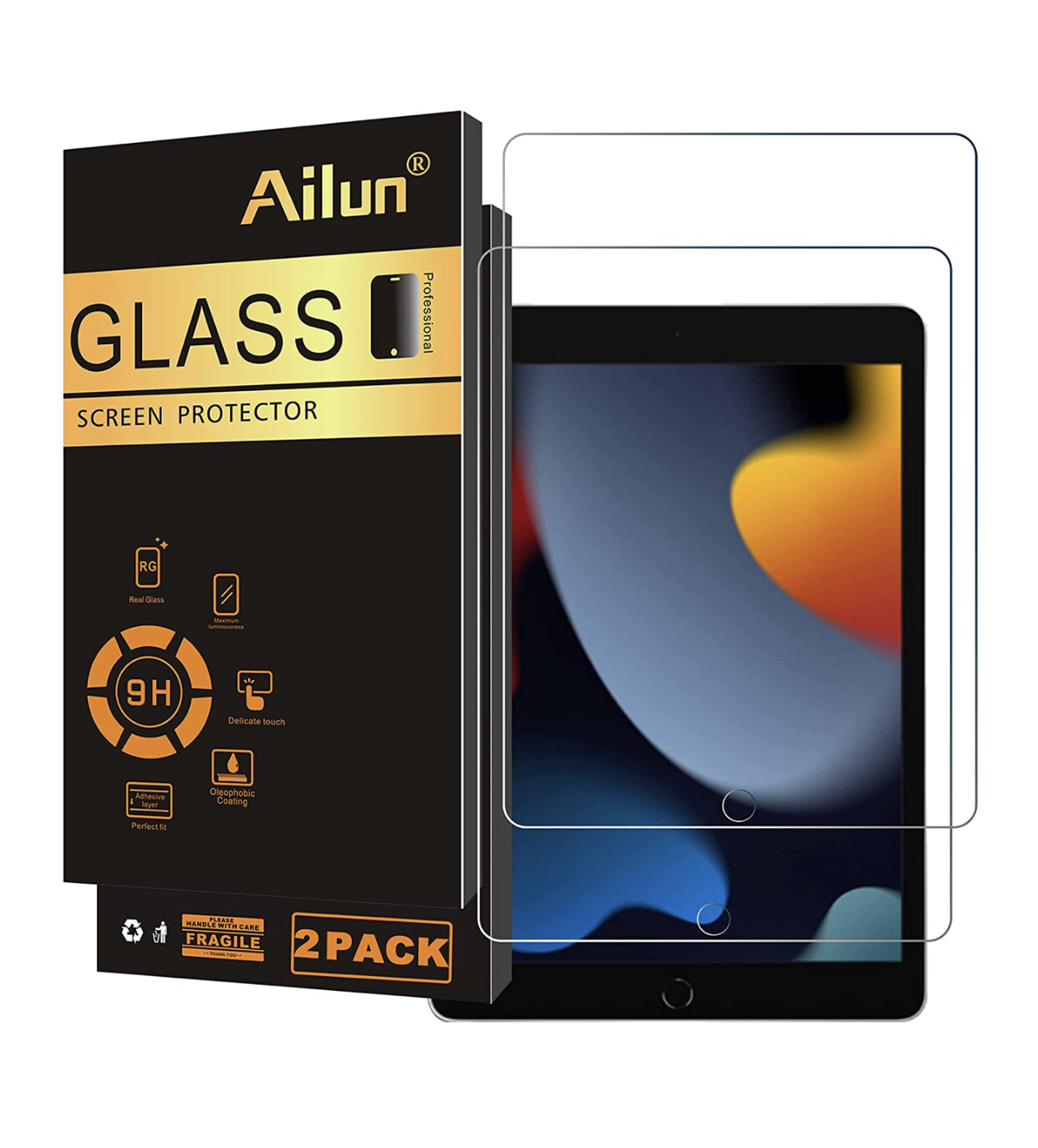Ailun 2 pack Screen Protector Compatible with iPad 9th 8th 7th Generation (10.2 Inch)