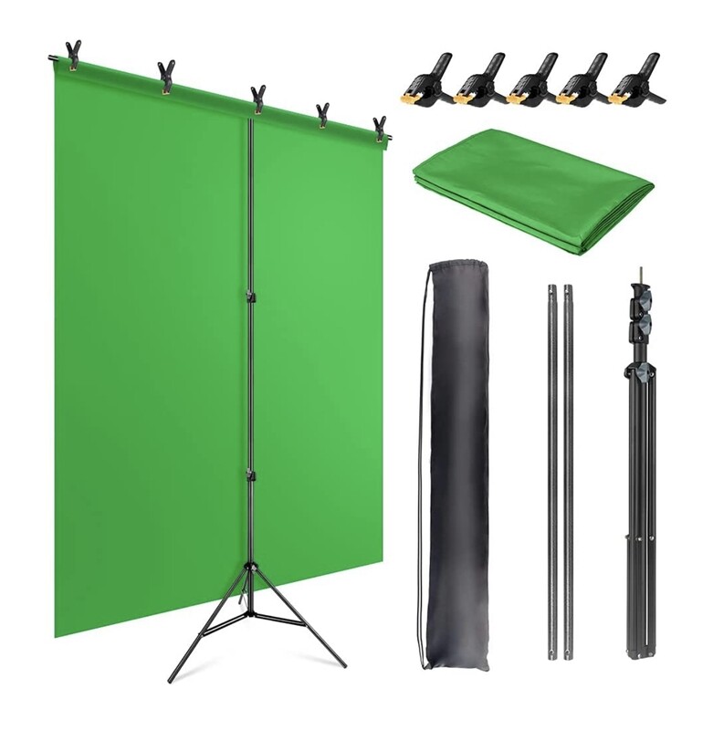 EBUTU Green Screen Backdrop Stand Kit,5 X 6.5 Ft Portable Green Screen Stand