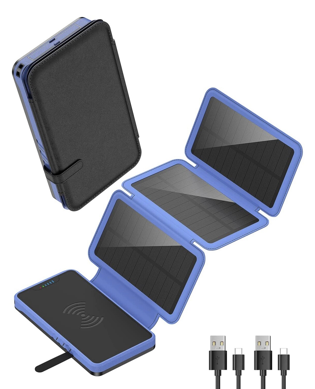 Cargador solar portátil 20000mAh, Banco de energía solar Anyzoo con 3 paneles solares plegables