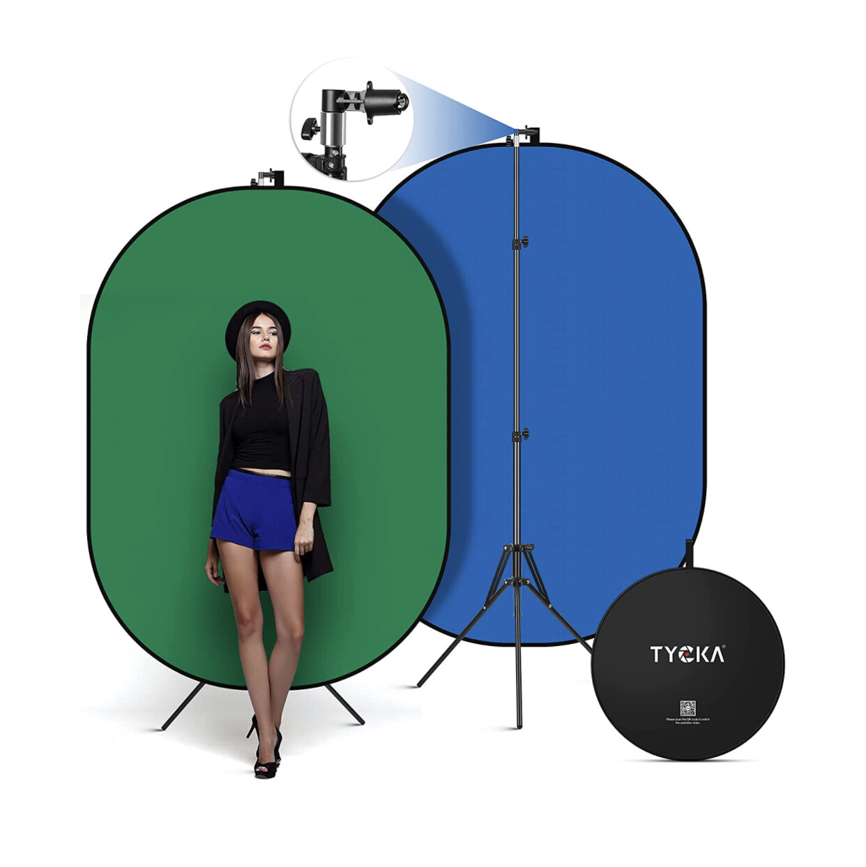 TYCKA 5 x 6.6ft Green Screen Photography Backdrop with Stand Kit