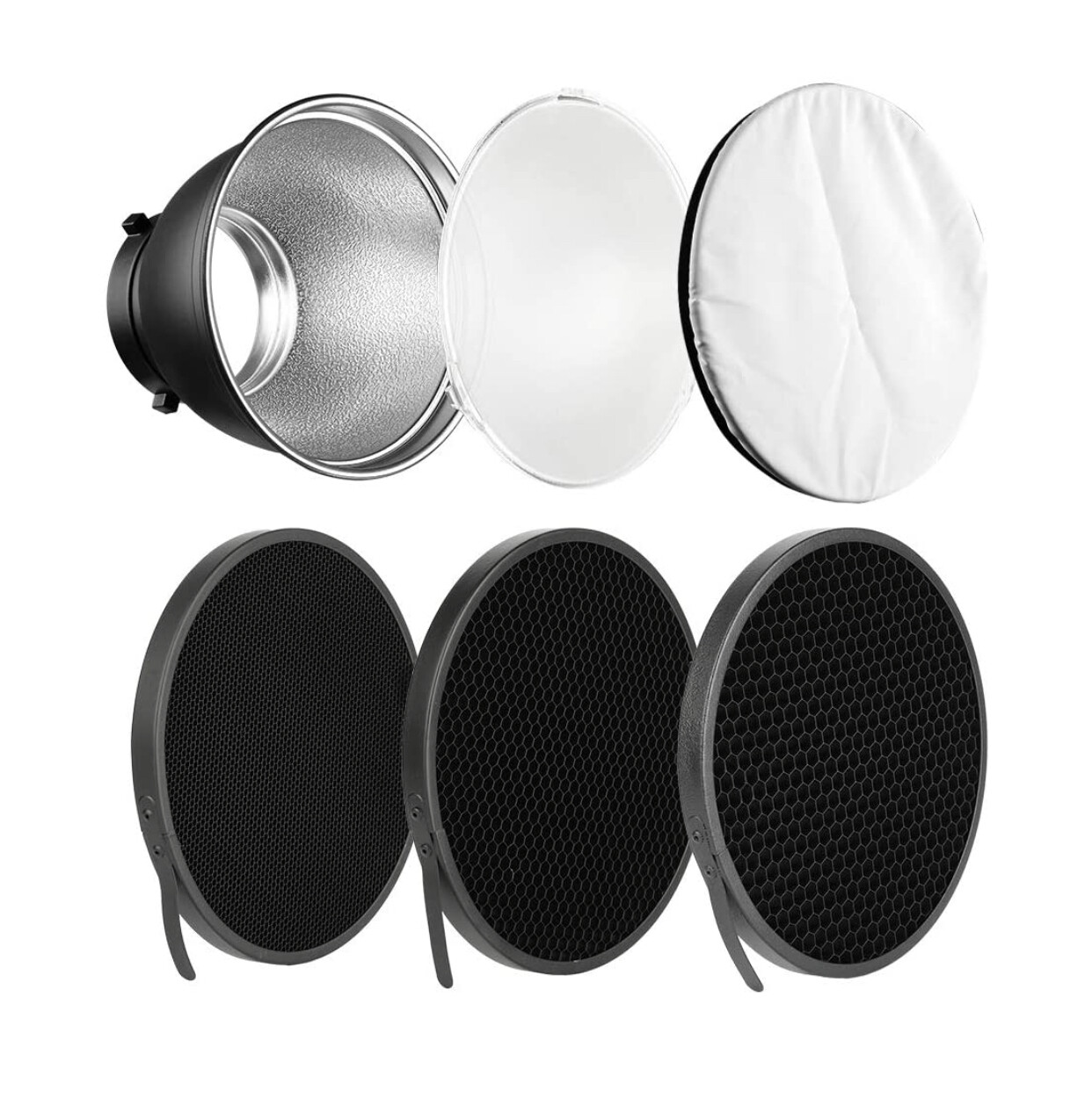 Soonpho 7&quot; Standard Reflector Diffuser Lamp Shade Dish with 20° /40°/ 60° Degree Honeycomb Grid KIT