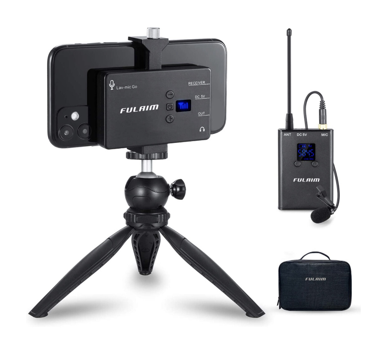 FULAIM MX11 Wireless Lavalier Microphone System for iPhone DSLR Camera Android Cell Phones