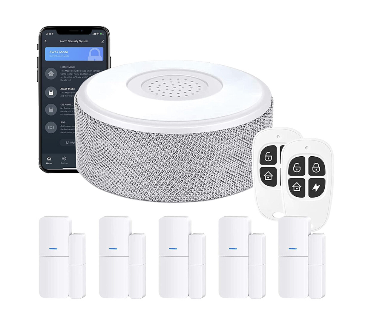 WiFi Door Alarm System(2nd Gen), Smart Home Alarm Security System DIY, Phone Alert, 8 Pieces-Kit