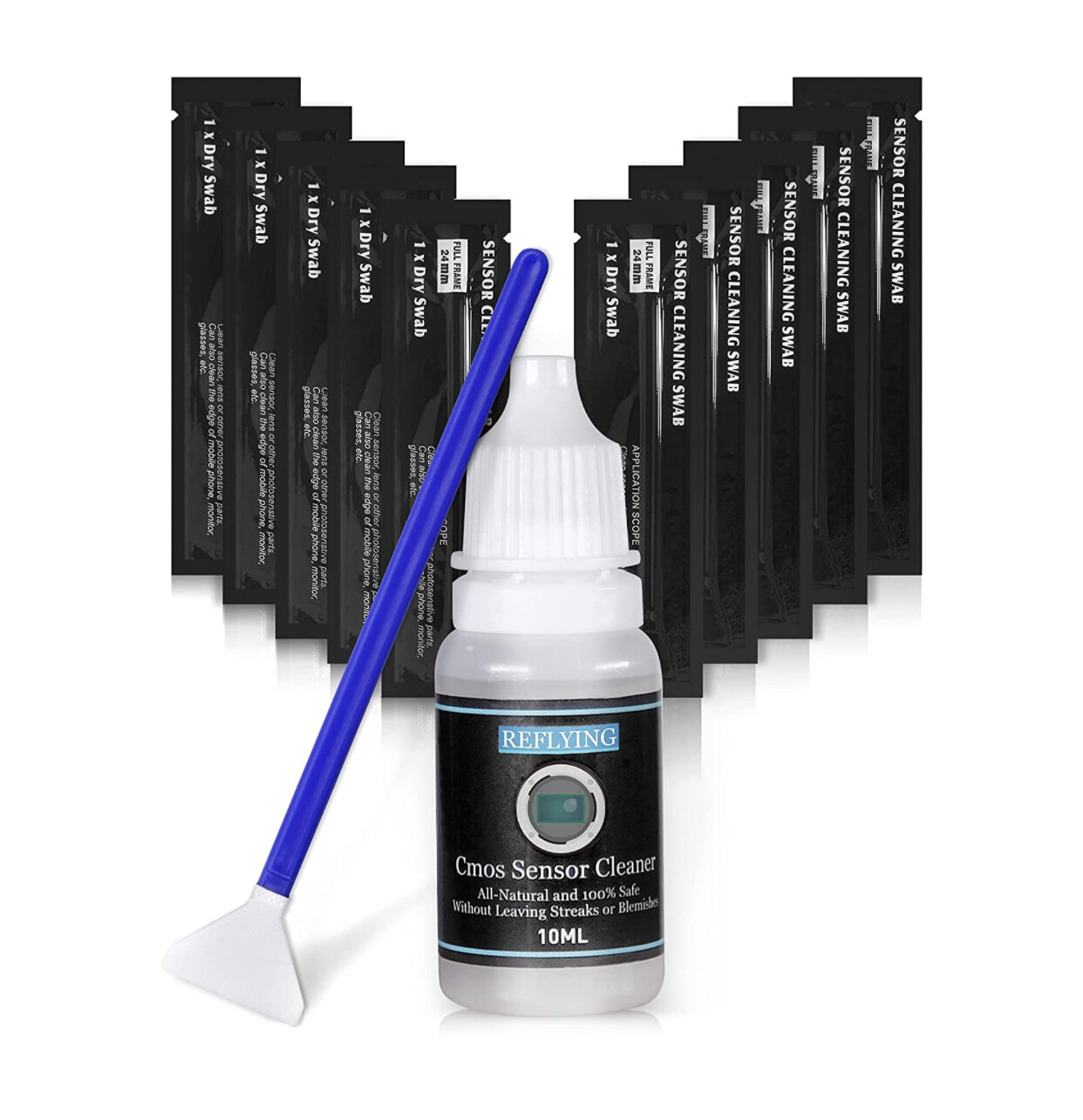 REFLYING Camera Cleaning Kit,10(10x24mm) FF DSLR Sensor Cleaning Swabs,Sensor Cleaner 10ml