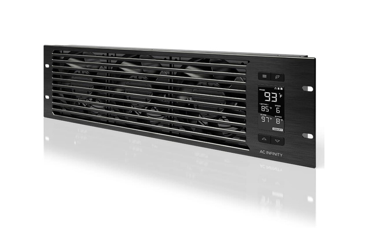 AC Infinity CLOUDPLATE T9-N, Rack Mount Fan Panel 3U, Intake Airflow, for cooling AV, Home Theater, Network 19” Racks