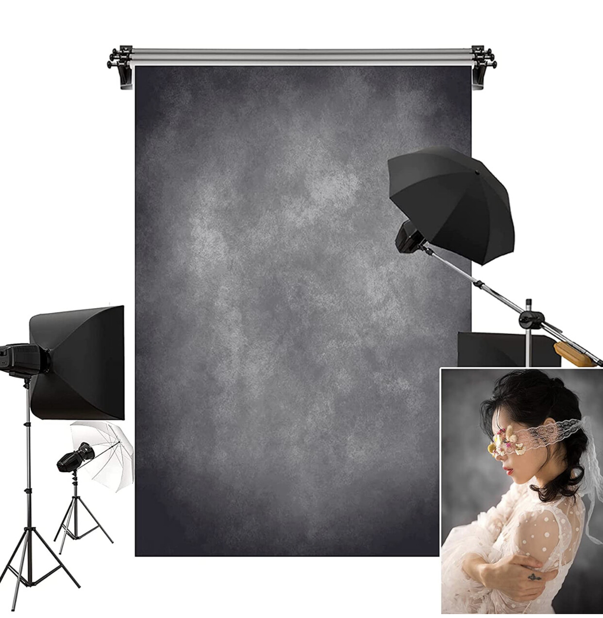Kate 5x7ft Gray Texture Backdrop Gray Purple Abstract Portrait Headshot Background