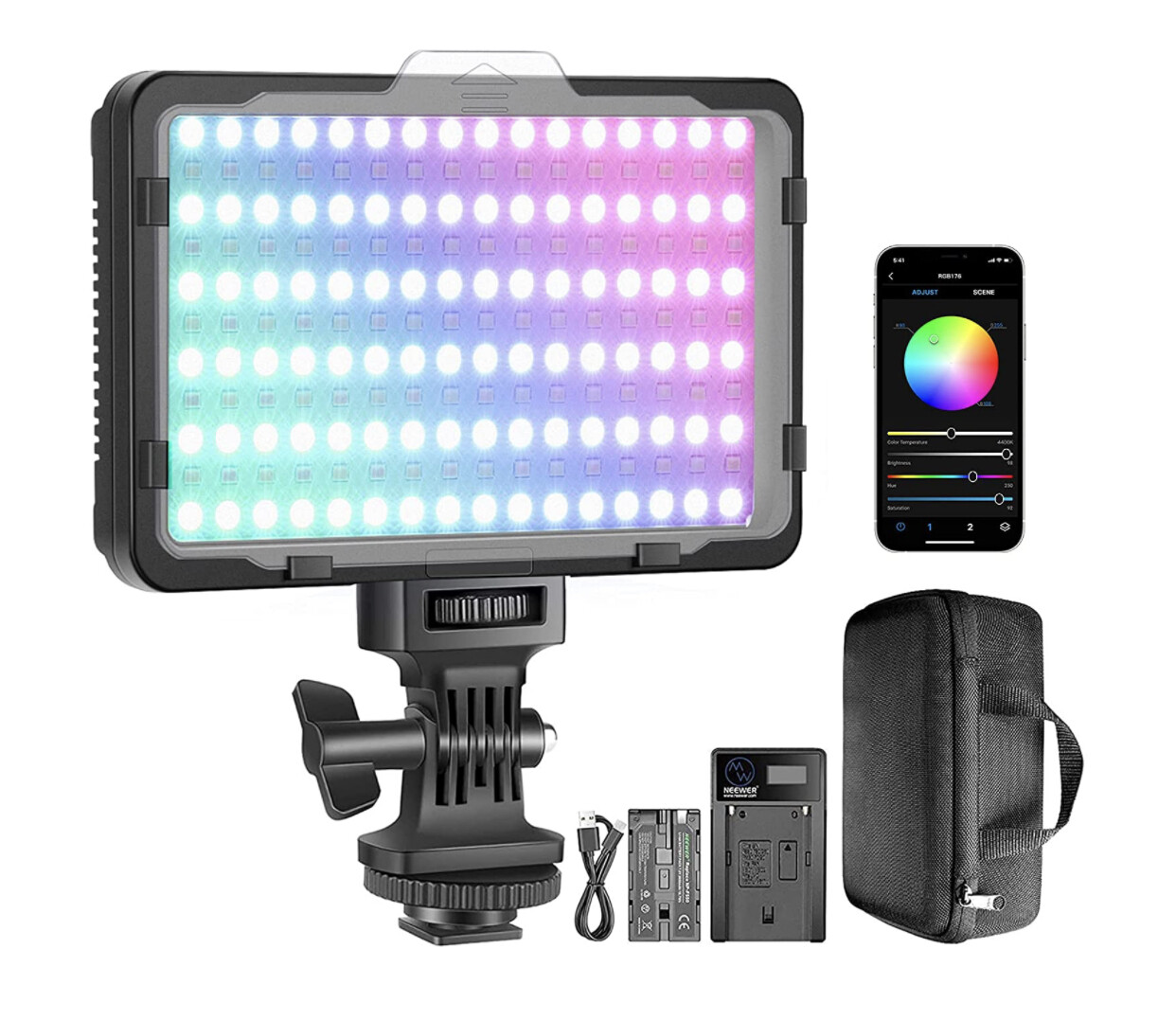 Neewer RGB Video Light with APP Control, 360° Full Color Led Camera Light