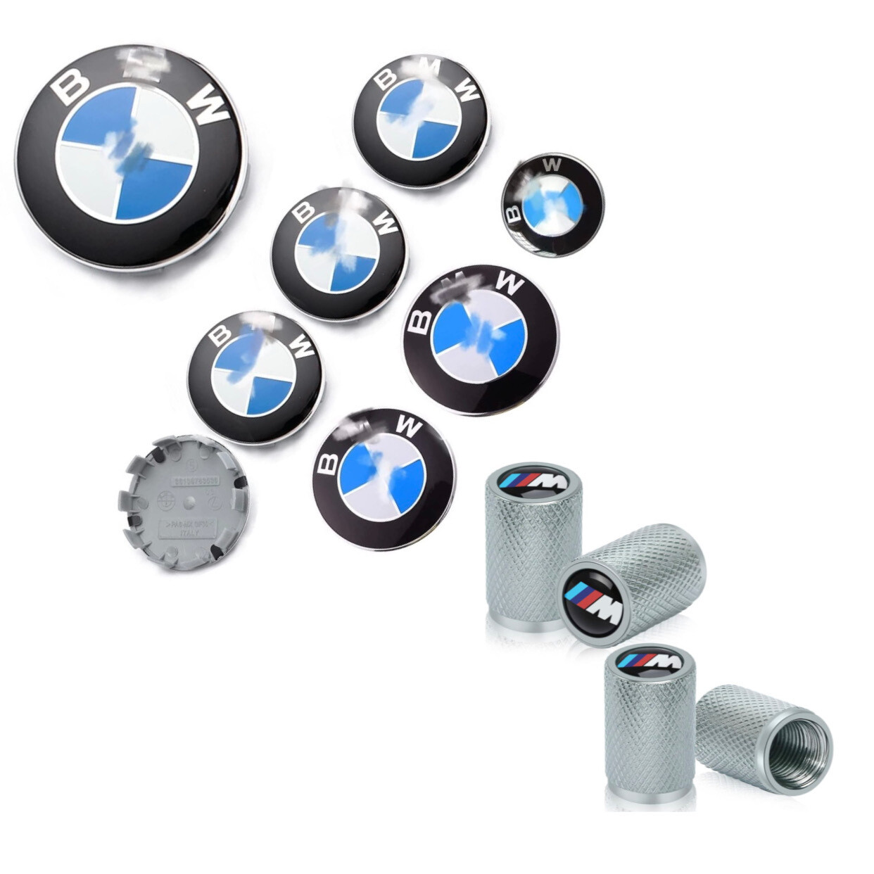 Kit de emblemas para rines, carrocería y tapas de válvula para BMW, Nuevo