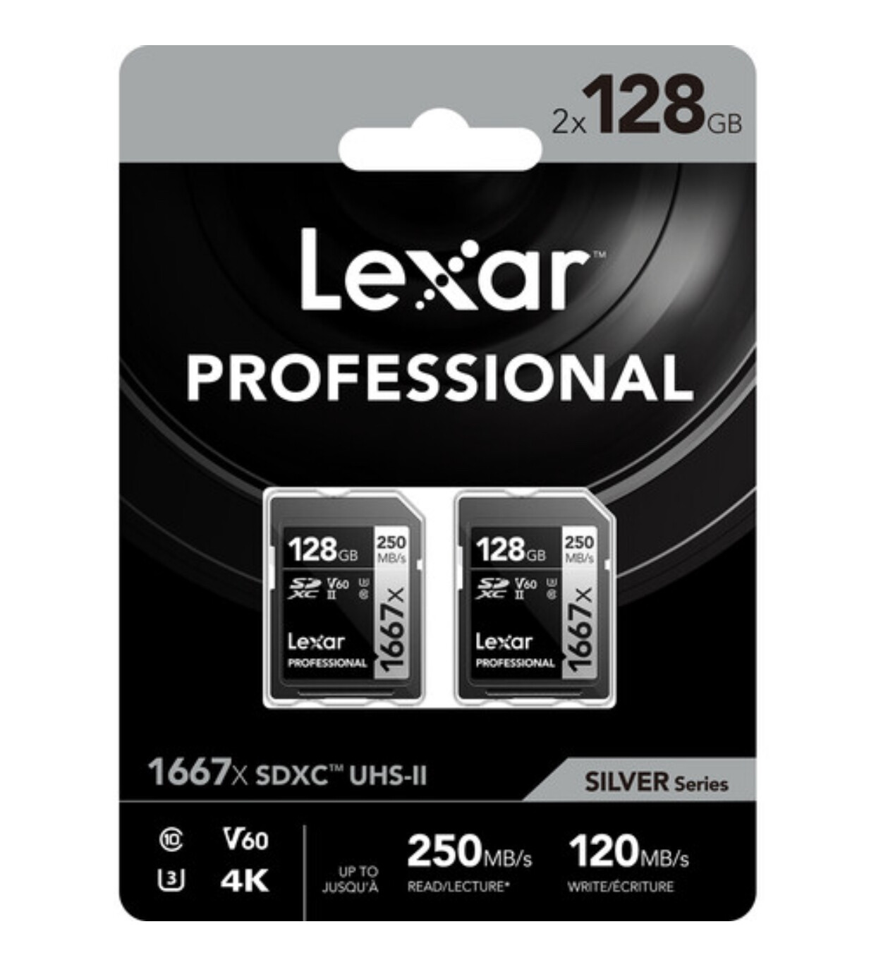 Lexar 2 pack 128GB Professional 1667x UHS-II SDXC Memory Card