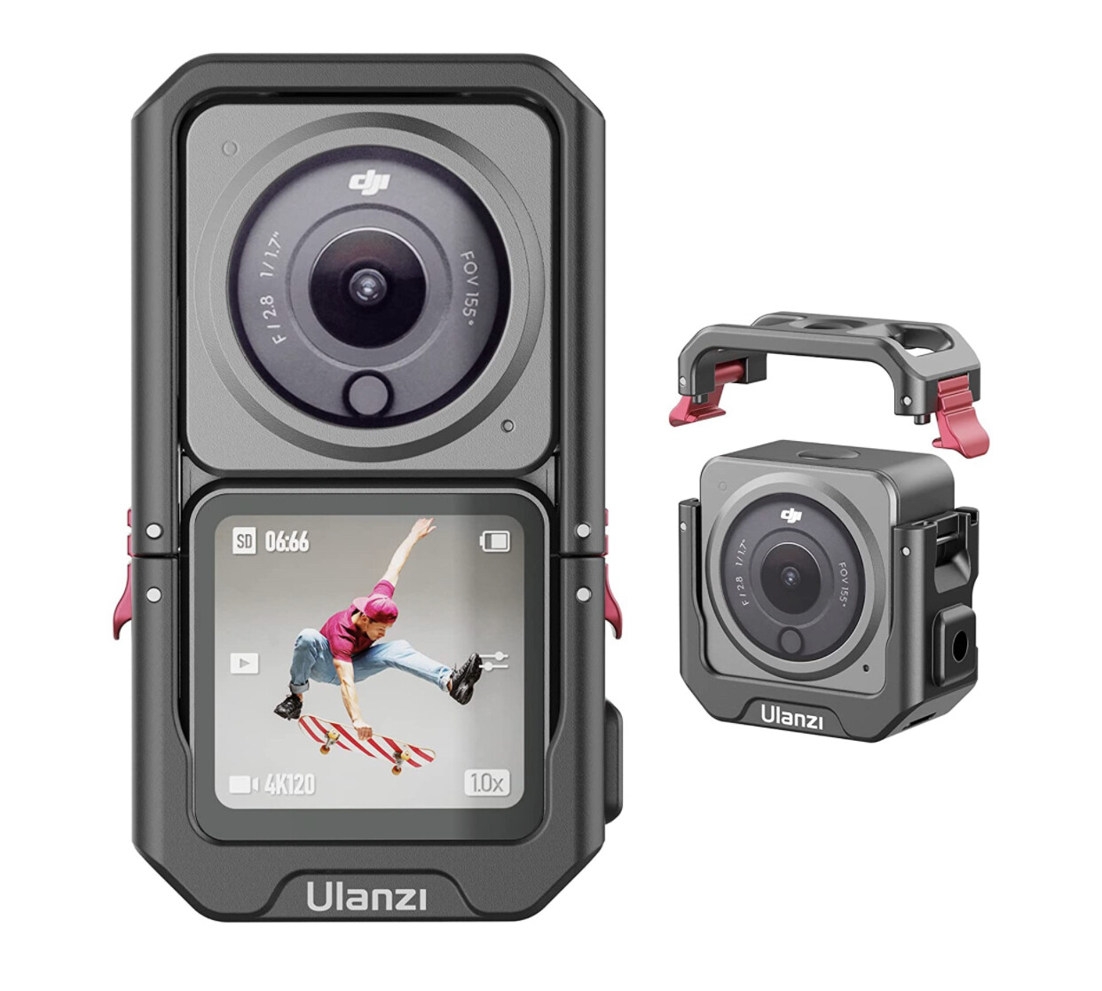 Ulanzi Protective Vlog Cage for Action 2 - Metal Frame Housing Cage Vlogging Accessories Magnetic Case