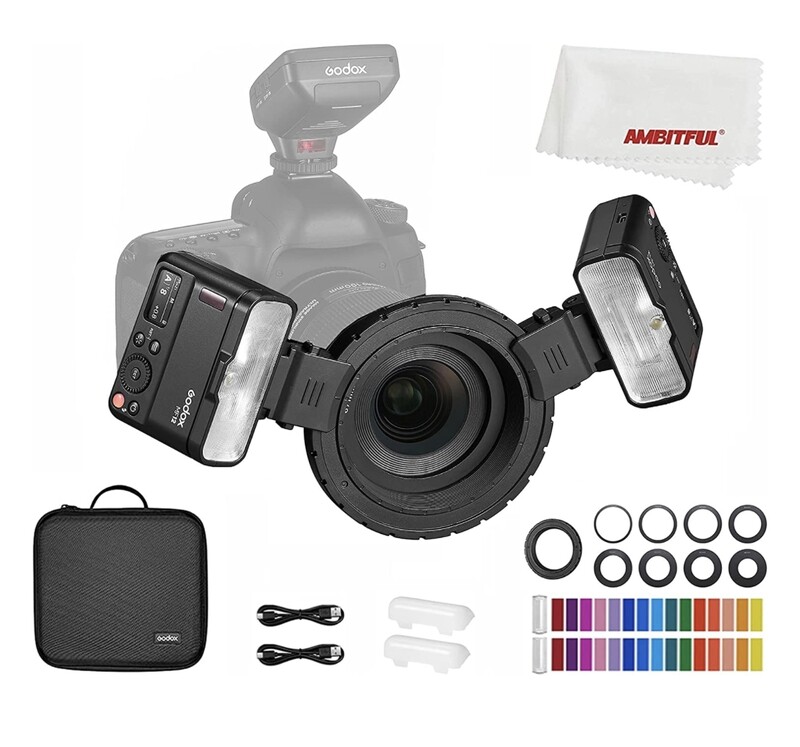 Godox MF12 MF12-K2 12W Macro Flash,2.4G Wireless Control,TTL/M Mode,Built-in 3.7V/6.29W Lithium Battery As an Off-Camera TTL Flash