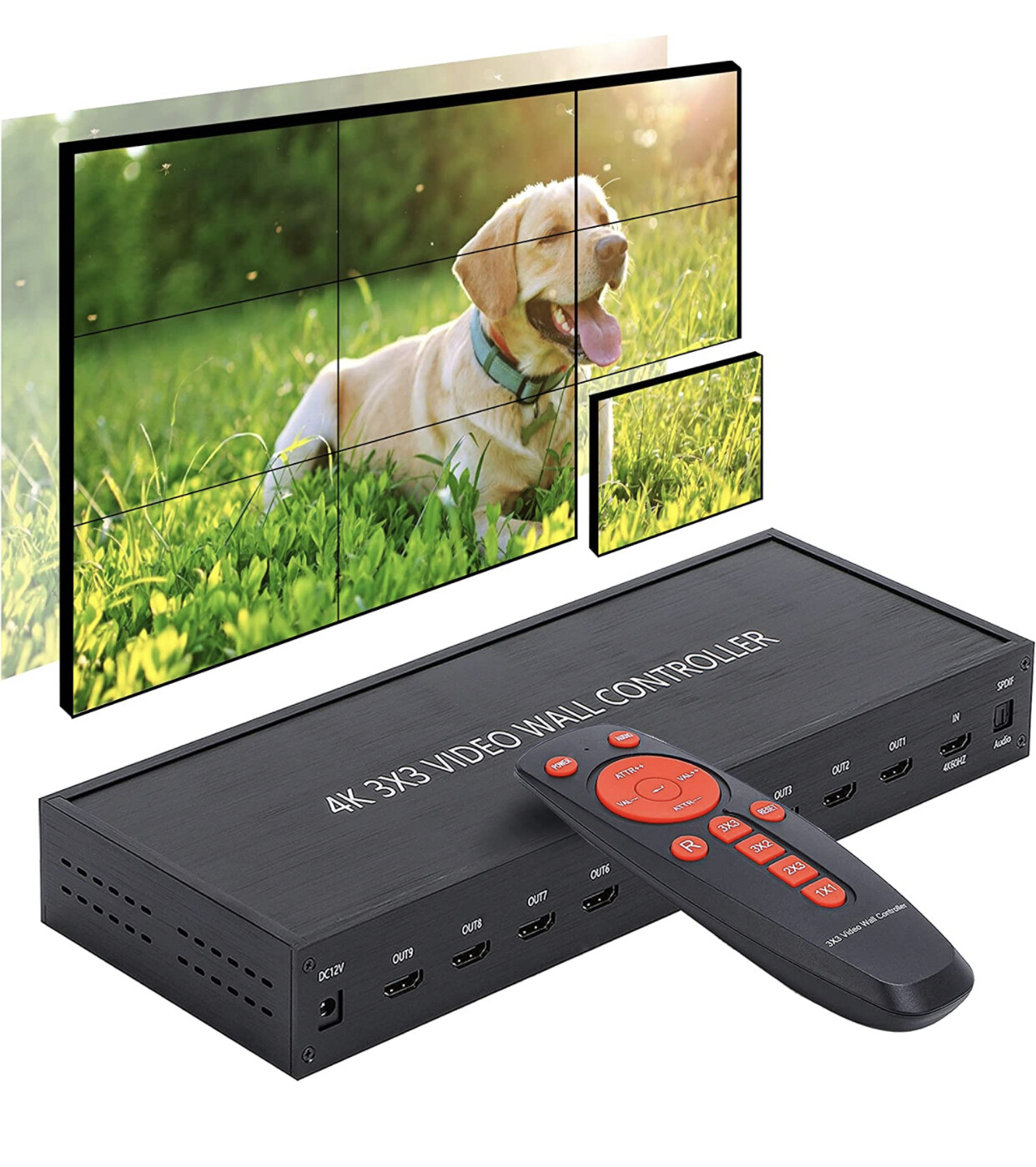 Spolehli Video Wall Controller 3X3 HDMI Video Wall Processor 4K TV Wall Controller for 9 TV Splicing