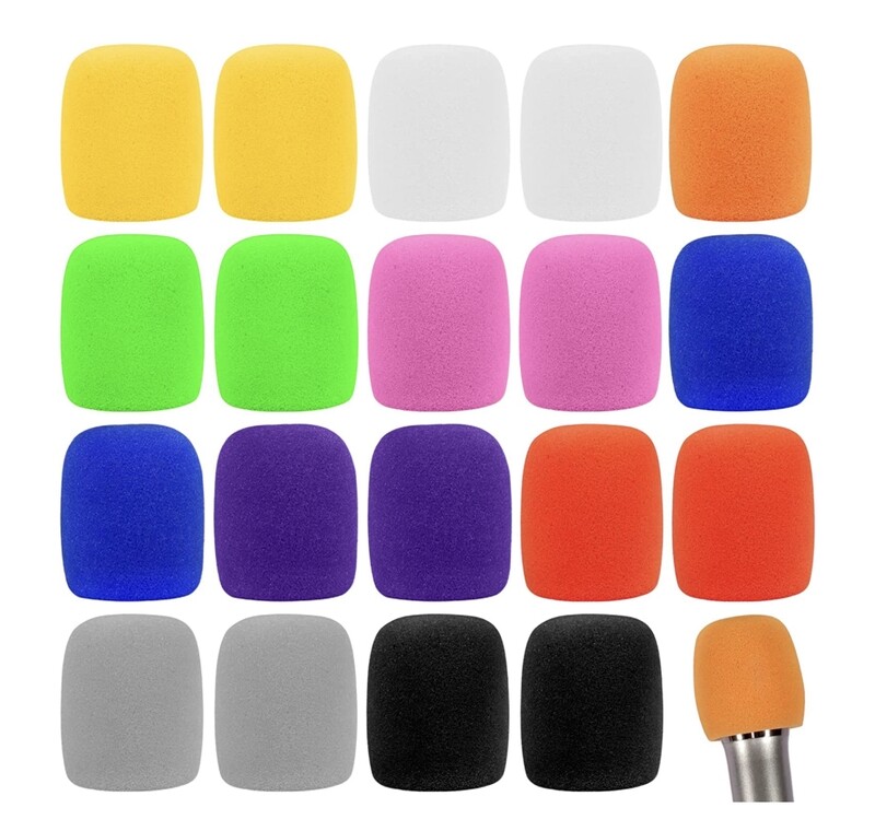 20 Set Shakeproof Colorful Microphone Foam Windscreen Covers, Sponge Handheld Microphone Cover