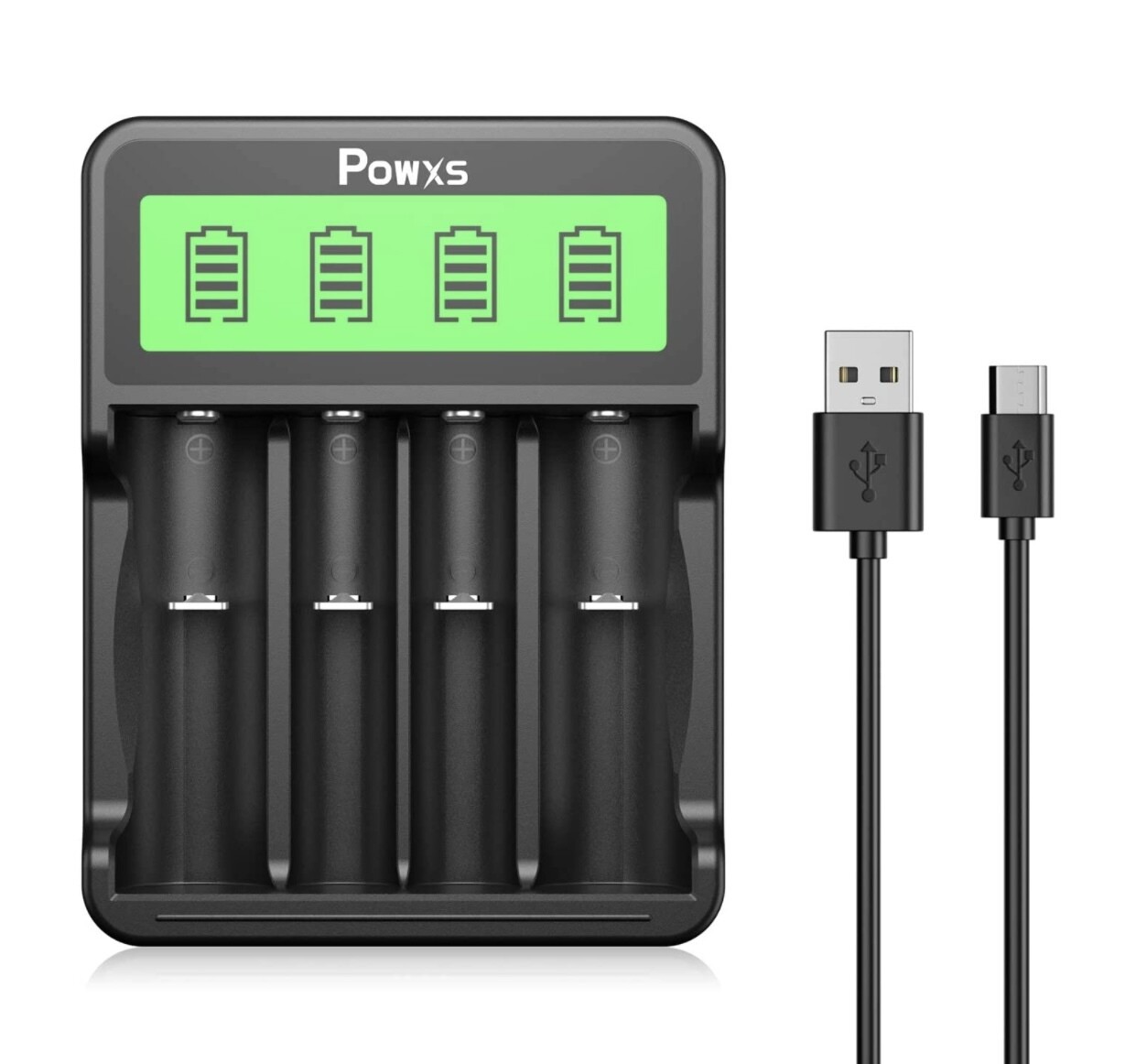 POWXS Universal Lithium 18650 Battery Charger for 3.7V Li-ion rechargeable batteries